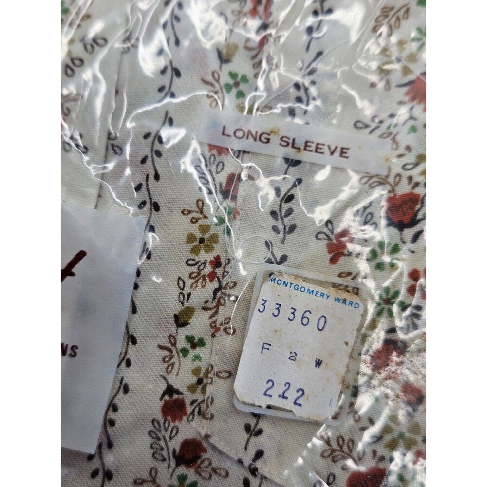 Vtg 1970s Montgomery Ward Long Sleeve Boys Shirt Sz 10 Floral Print Retro NOS - Picture 5 of 7